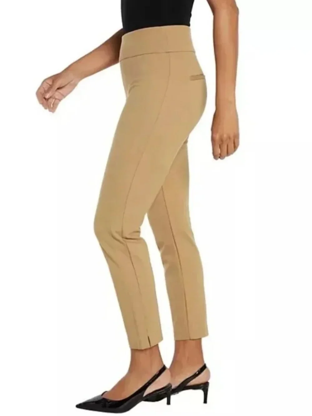 NWT EXPRESS womens PONTE PANT tan TROUSERS brown STRETCH soft ANKLE SIZE S - Picture 2 of 13